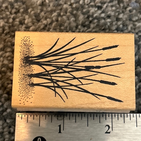 Stampscapes, cattails, B164, rubber, wood, mounted stamp - Picture 3 of 9